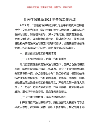 -县医疗保障局2022年普法工作总结.docx