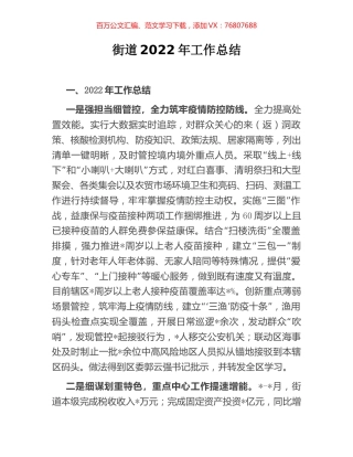 街道2022年工作总结.docx