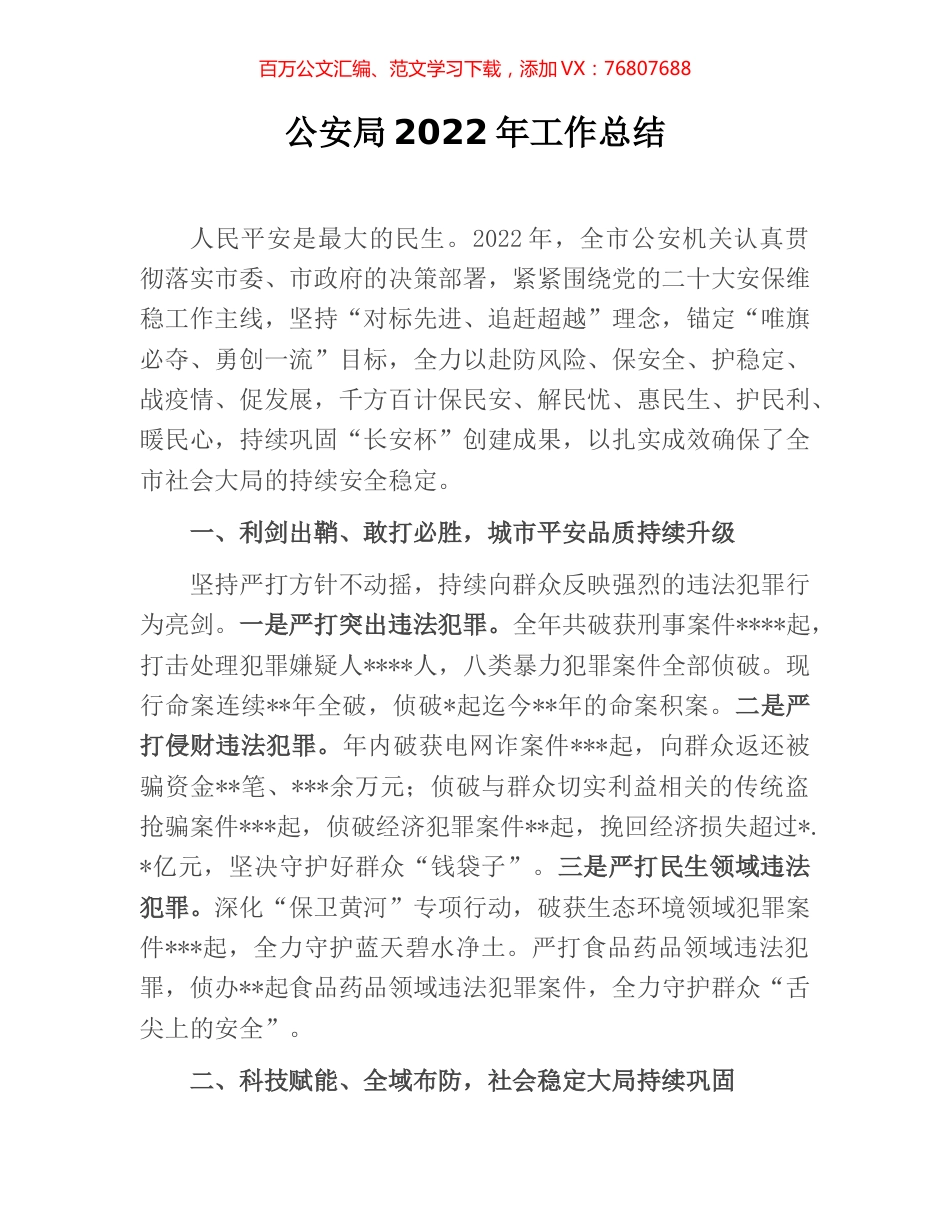 公安局2022年工作总结 (2).docx_第1页