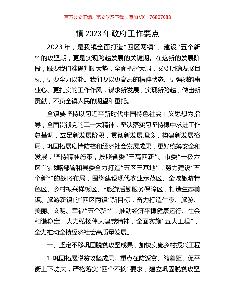 镇2023年政府工作要点.docx_第1页