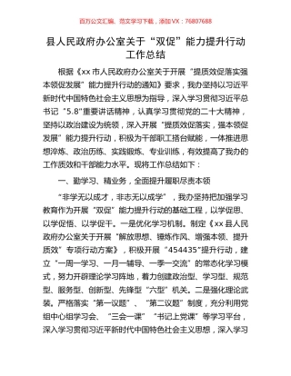 县人民政府办公室关于“双促”能力提升行动工作总结.docx