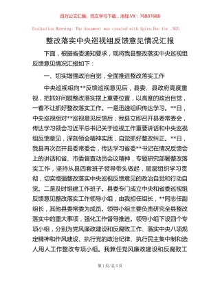 整改落实中央巡视组反馈意见情况汇报.docx