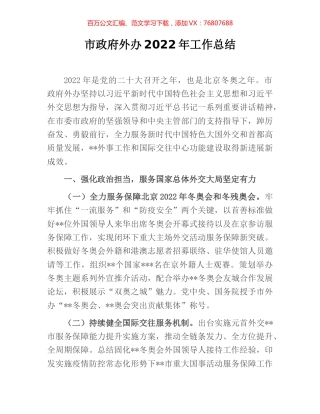 市政府外办2022年工作总结.docx