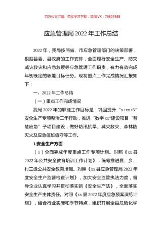 应急管理局2022年工作总结.docx
