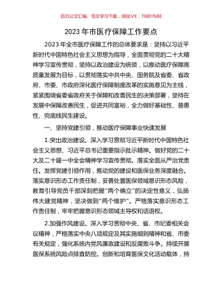 2023年市医疗保障工作要点.docx