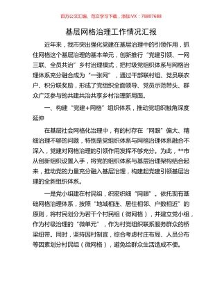 基层网格治理工作情况汇报.docx
