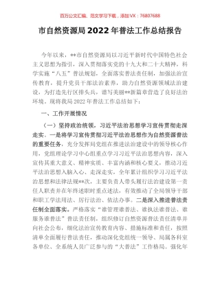市自然资源局2022年普法工作总结报告.docx
