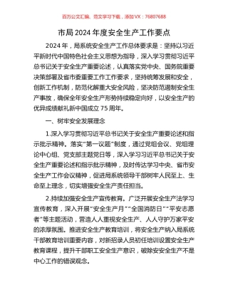 市局2024年度安全生产工作要点.docx