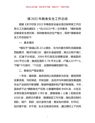 -镇2022年粮食安全工作总结.docx