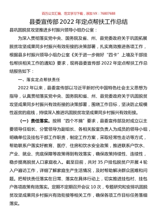 县委宣传部2022年定点帮扶工作总结.docx