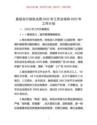 -县综合行政执法局2022年工作总结和2023年工作计划.docx
