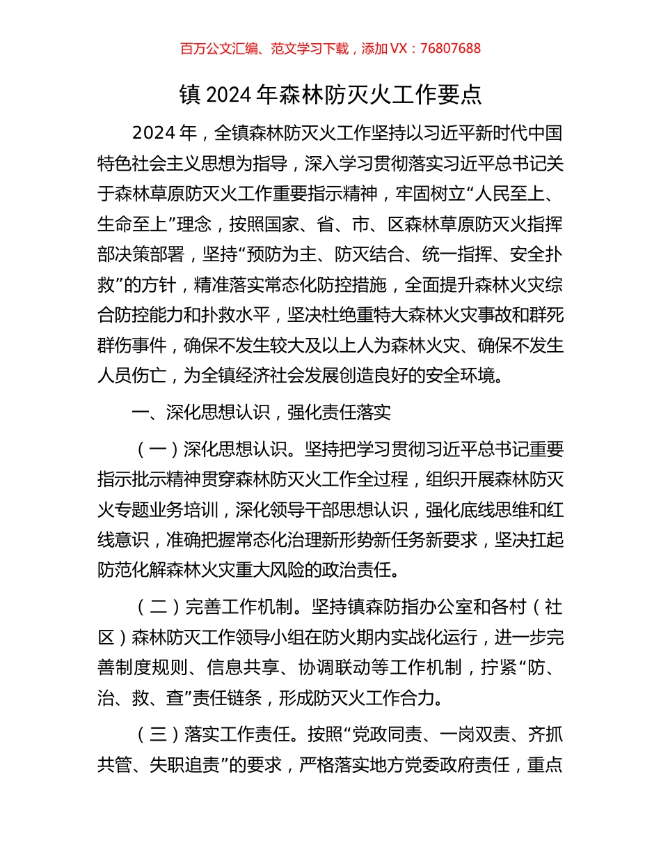 镇2024年森林防灭火工作要点.docx_第1页