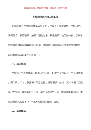 乡镇森林防灭火工作总结汇报.docx