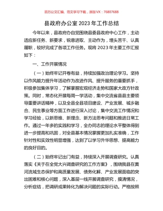 县政府办公室2023年工作总结.docx