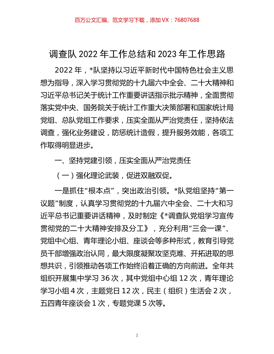 -调查队2022年工作总结和2023年工作思路.docx_第1页
