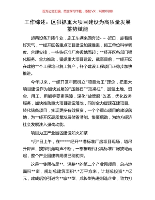 工作综述：区狠抓重大项目建设为高质量发展蓄势赋能.docx