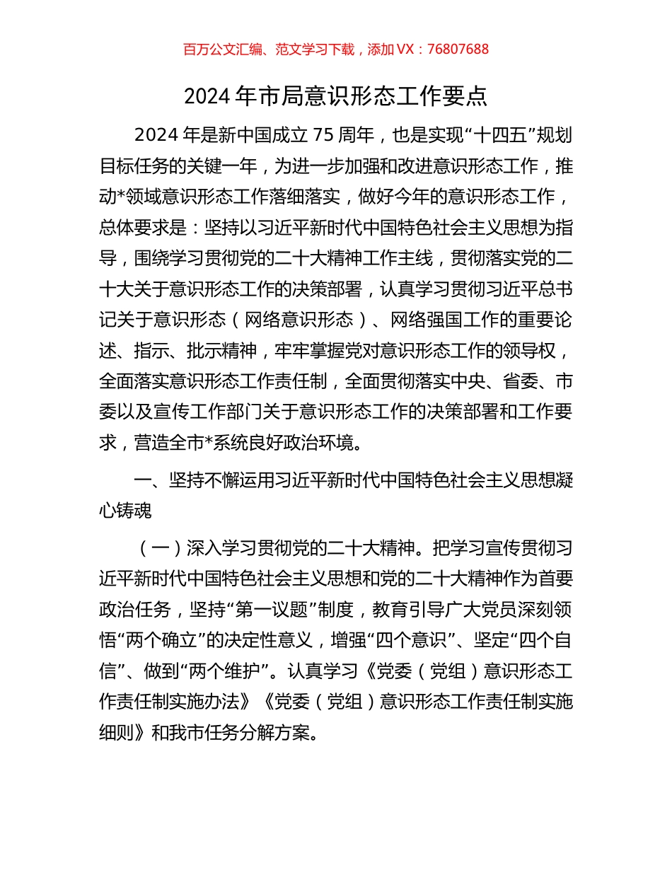 2024年市局意识形态工作要点.docx_第1页