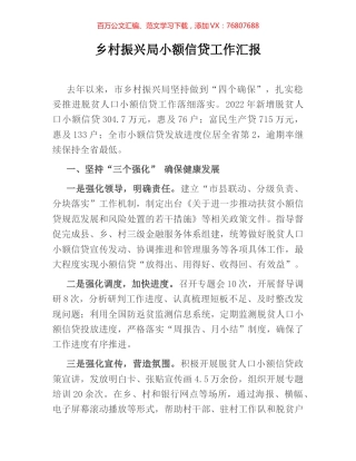 乡村振兴局小额信贷工作汇报.docx