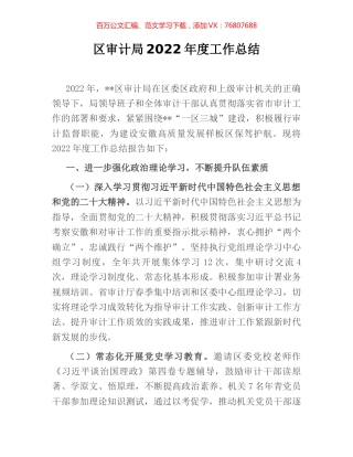 区审计局2022年度工作总结.docx