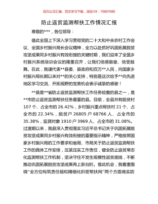 防止返贫监测帮扶工作情况汇报.docx