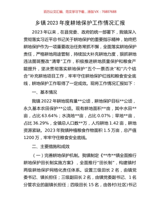 乡镇2023年度耕地保护工作情况汇报.docx