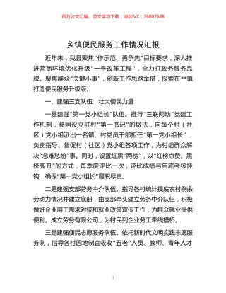 -乡镇便民服务工作情况汇报.docx