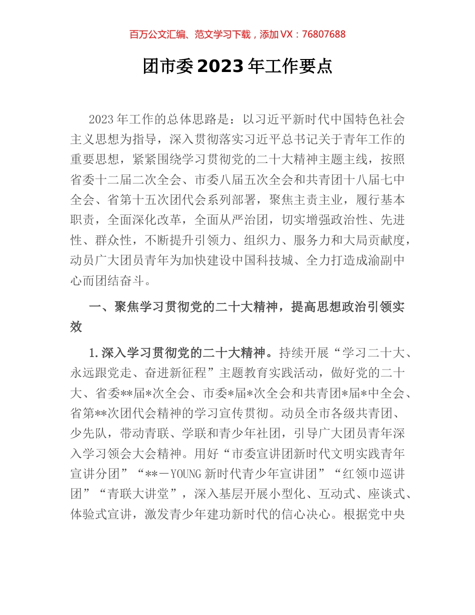 团市委2023年工作要点.docx_第1页