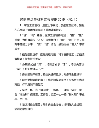 -经验亮点类材料汇报提纲30例（NO.1）.docx