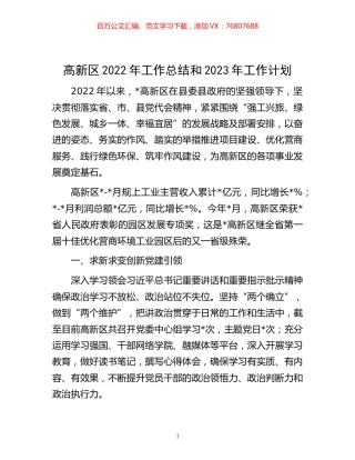 -高新区2022年工作总结和2023年工作计划.docx