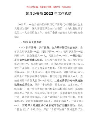 某县公安局2022年工作总结.docx