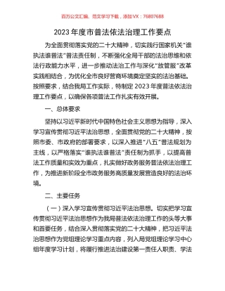 2023年度市普法依法治理工作要点.docx