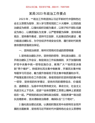 某局2023年政治工作要点.docx