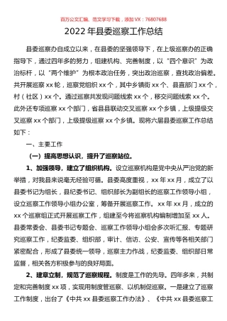 2022年县委巡察工作总结.docx