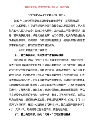 公司党委2022年党建工作汇报.docx