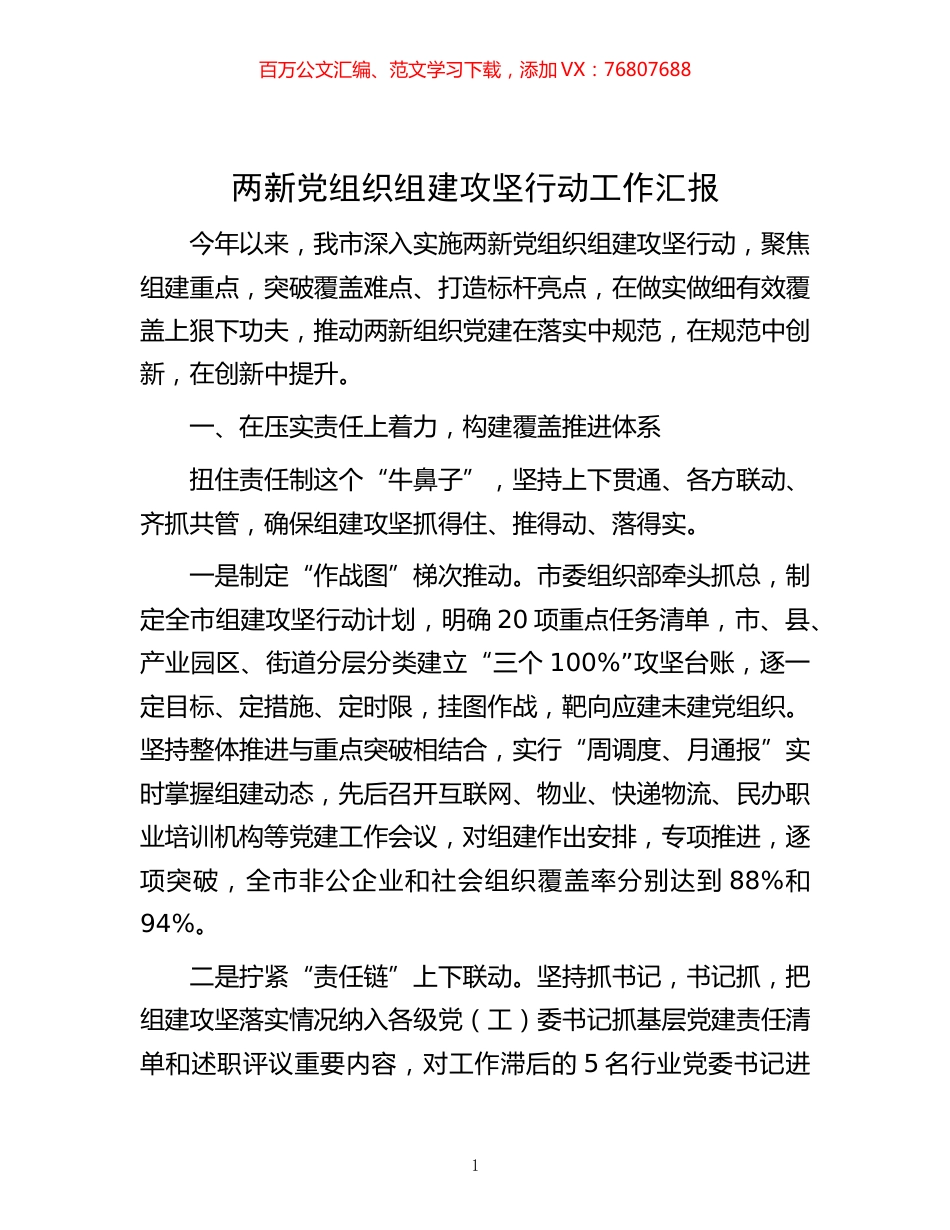 -两新党组织组建攻坚行动工作汇报.docx_第1页