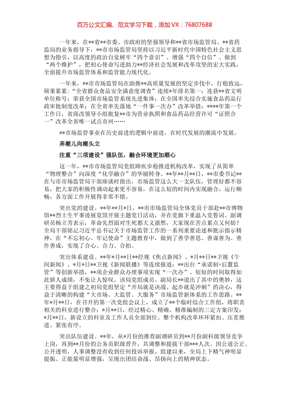 市市场监督管理局成立一周年综述.docx_第1页