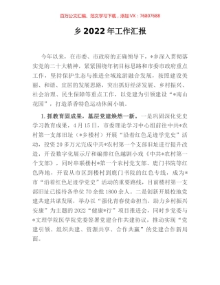 乡2022年工作汇报.docx