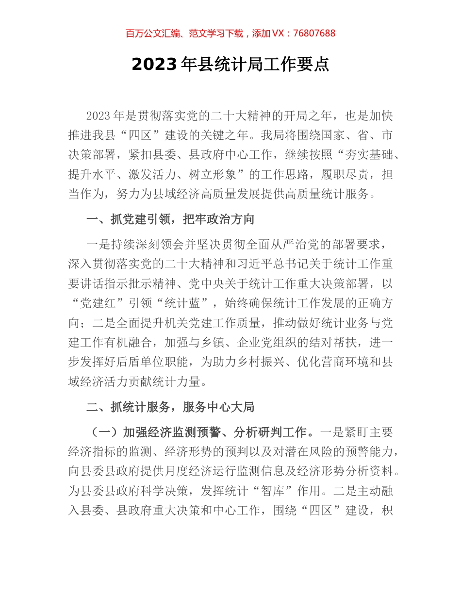 2023年县统计局工作要点.docx_第1页