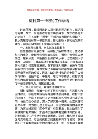 驻村第一书记的工作总结.docx