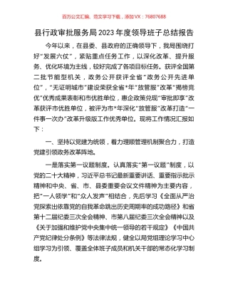县行政审批服务局2023年度领导班子总结报告.docx