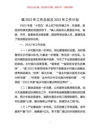 -某镇2022年工作总结及2023年工作计划.docx