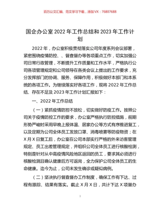 -国企办公室2022年工作总结和2023年工作计划.docx