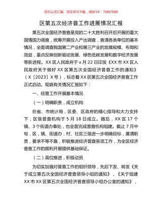 区第五次经济普工作进展情况汇报.docx