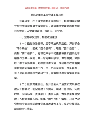 某局党组抓基层党建工作总结.docx
