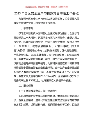 2023年全区安全生产与自然灾害防治工作要点.docx
