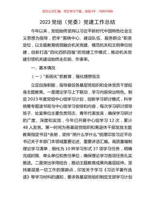 2023党组（党委）党建工作总结.docx
