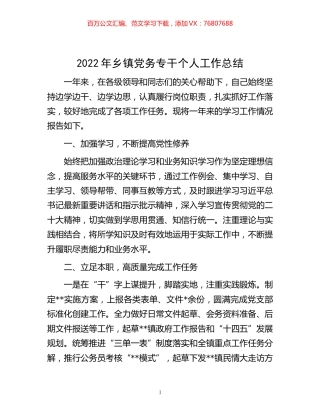 -2022年乡镇党务专干个人工作总结.docx
