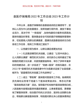 -县医疗保障局2022年工作总结2023年工作计划.docx