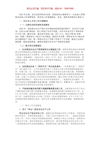县应急管理局2022年上半年工作总结及下半年工作计划.docx