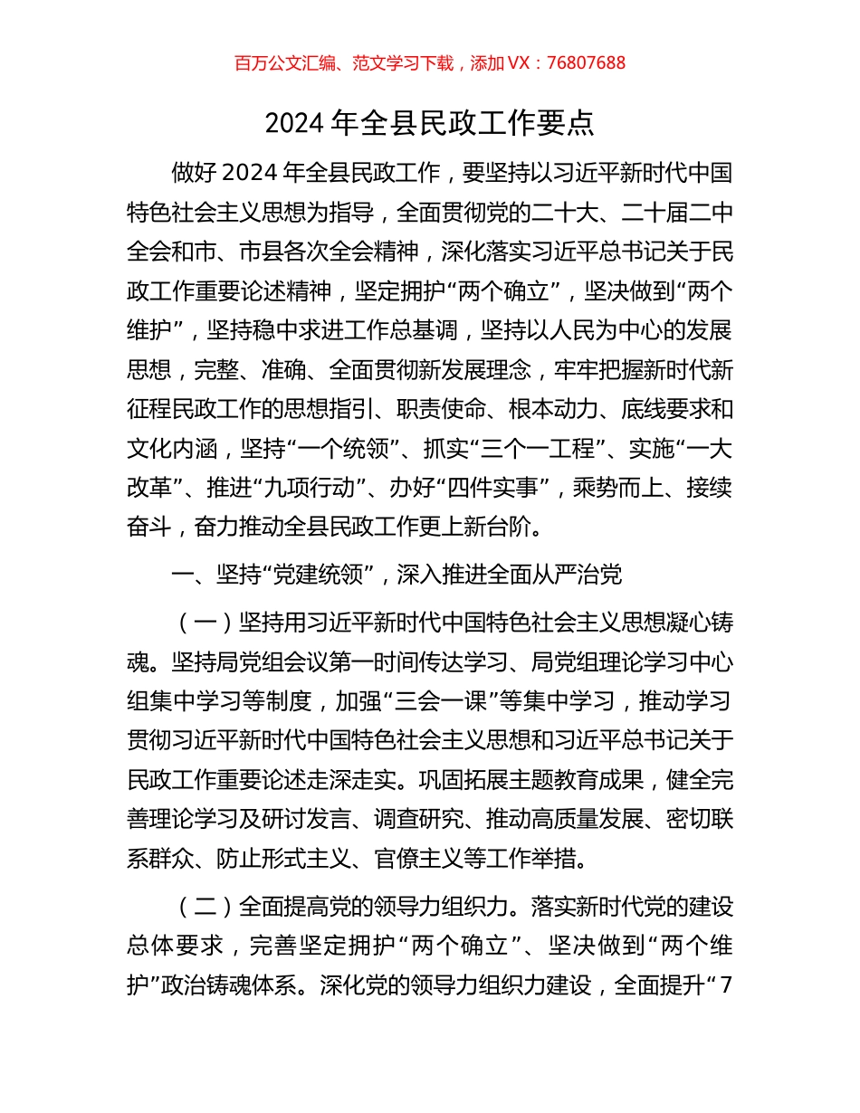2024年全县民政工作要点.docx_第1页